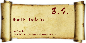 Benik Iván névjegykártya